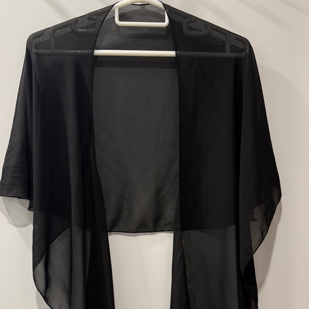 Elegant Black Sheer Women's Wrap Top - Picture 4 of 5